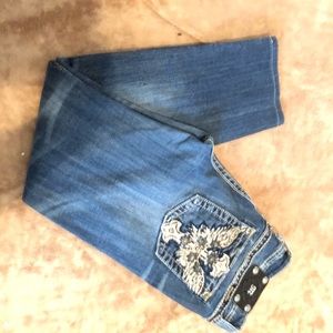 Miss me winged cross pocket distressed jeans 32